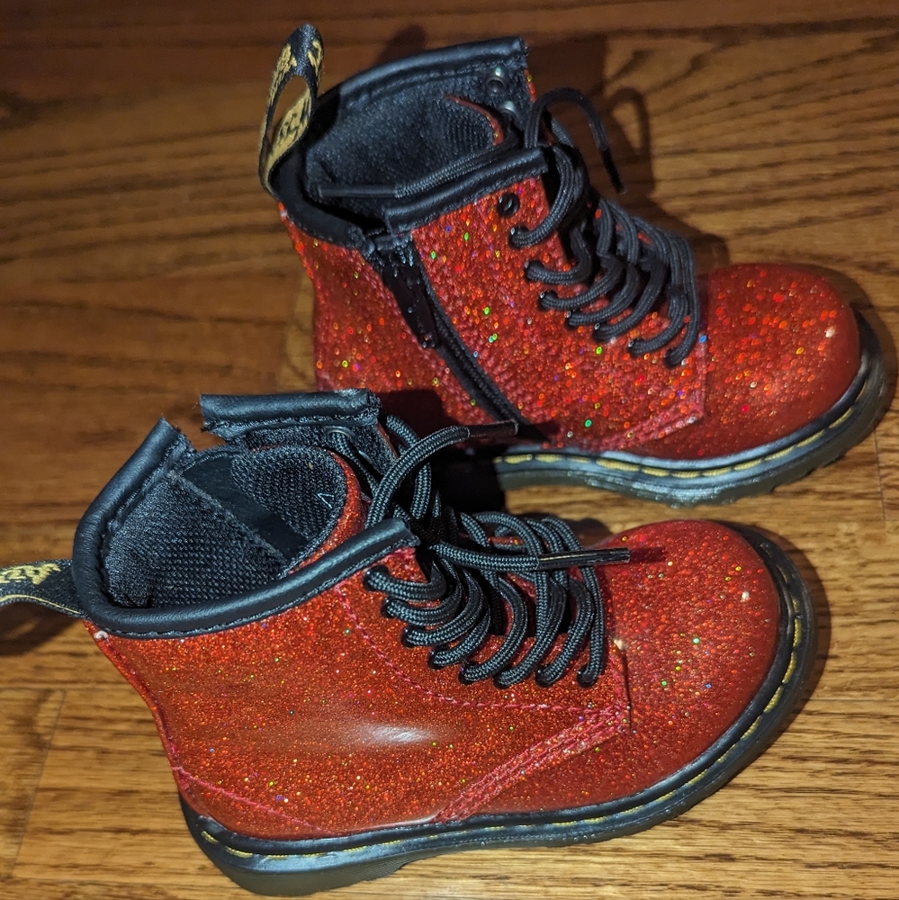 NWOT Dr Martens toddler girl RED sparkle boots